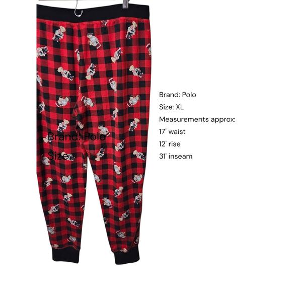 Classic Polo Ralph Lauren Polo Bear Red All Over Pajama Night Sleep Pants XL - Picture 2 of 8